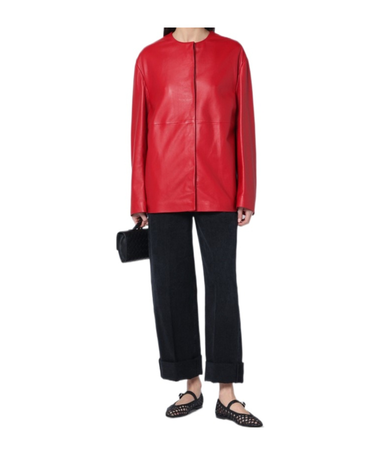 LOULOU STUDIO ROUND-COLLAR LEATHER JACKET