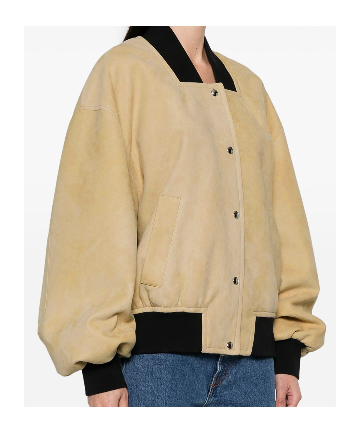 Khaite Spence Suede Bomber Jacket In Nude