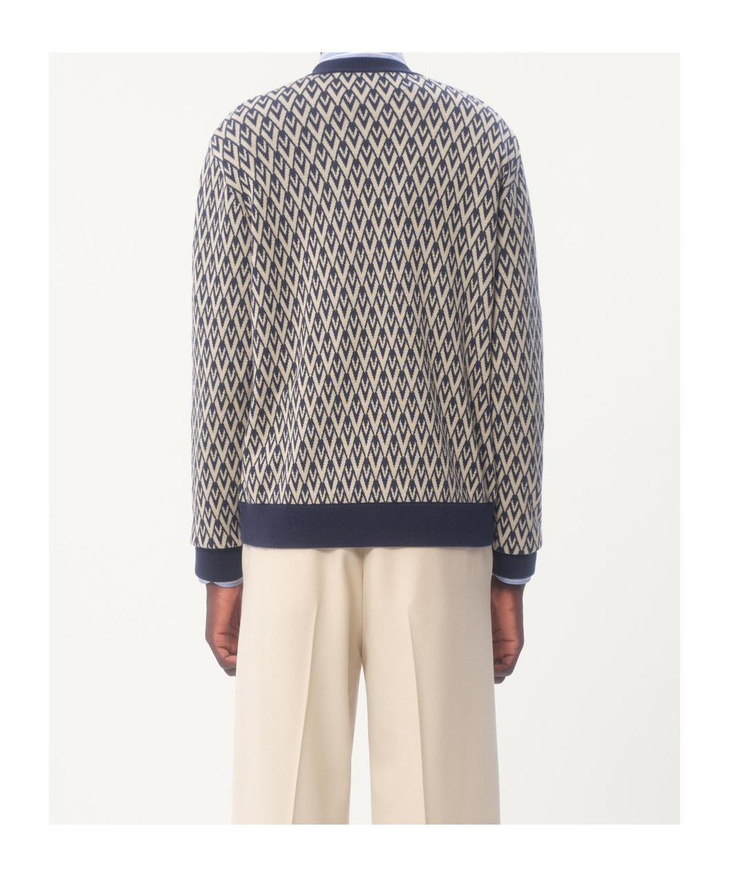 Valentino Wool Jumper With Toute La V Jacquard Pattern In Nude