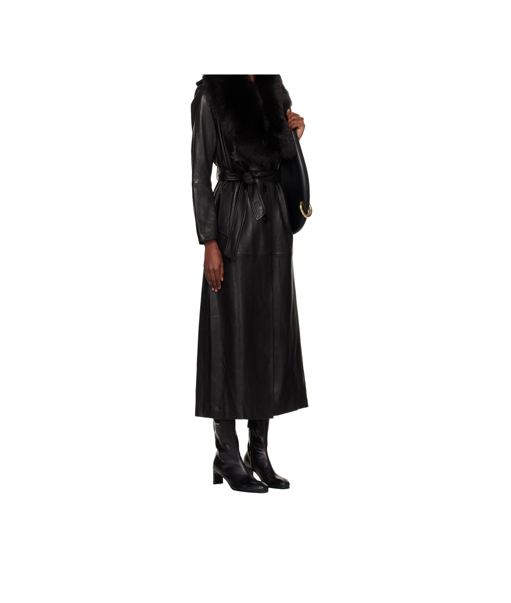 Nour Hammour Long-sleeved Coat In Black