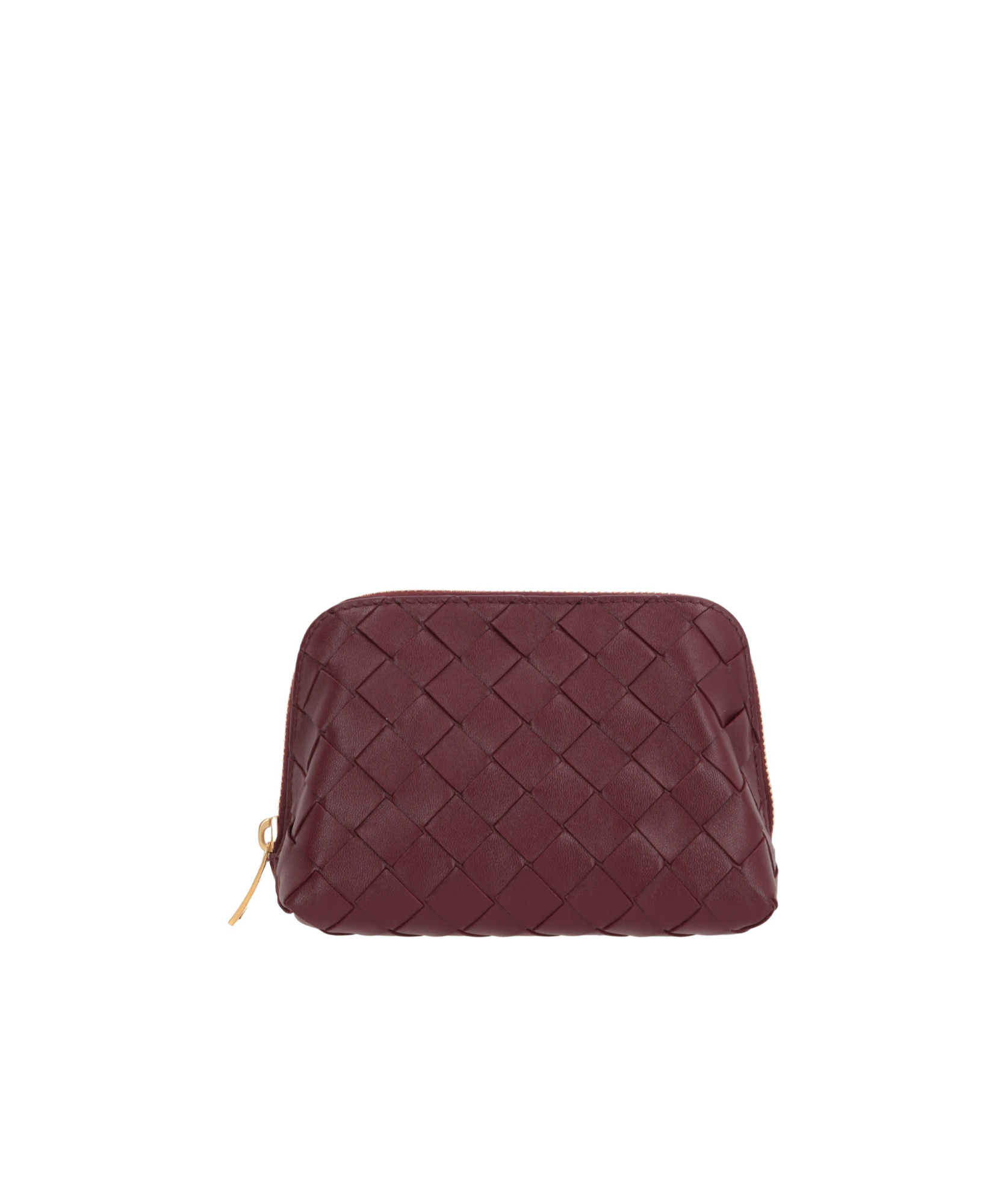Bottega Veneta Beauty Pouch Intrecciato Leather Make-up Bag In Red