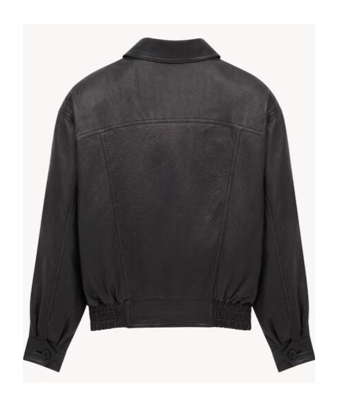 Saint Laurent Long-sleeved Leather Jacket In Black