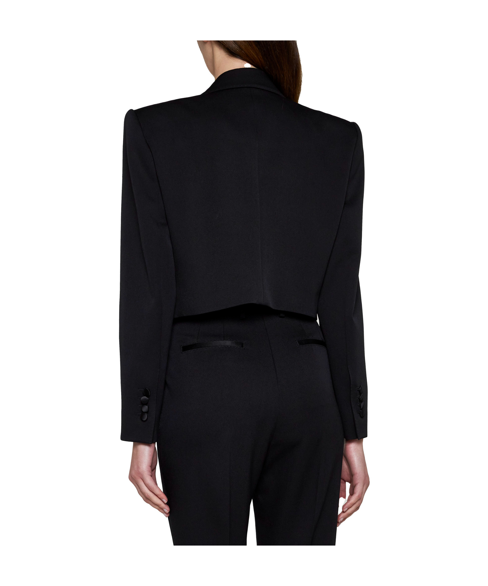 Dolce & Gabbana Wool-blend Cropped Blazer In Black