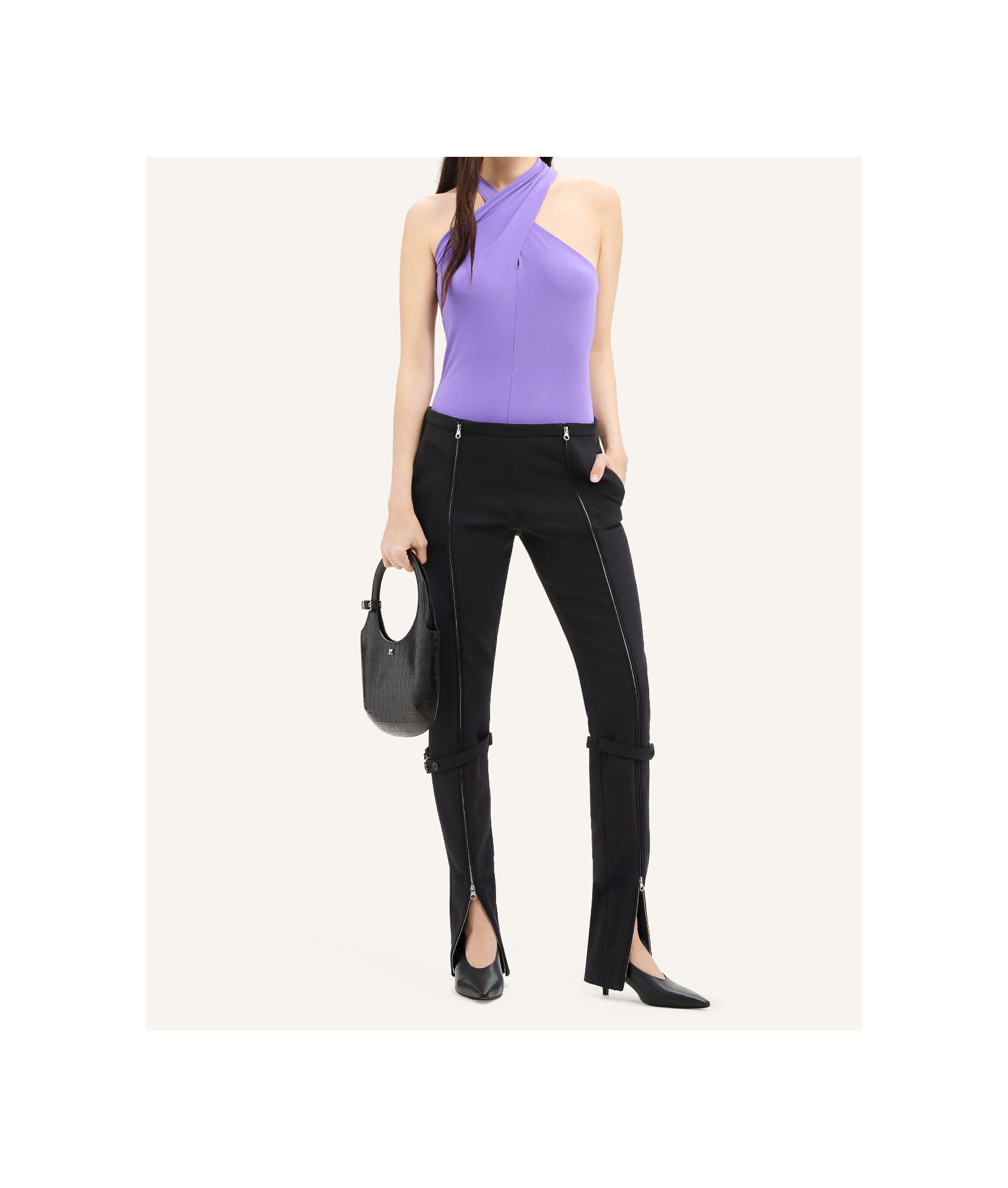 Courrèges Zip Wool Blend Pants In Black