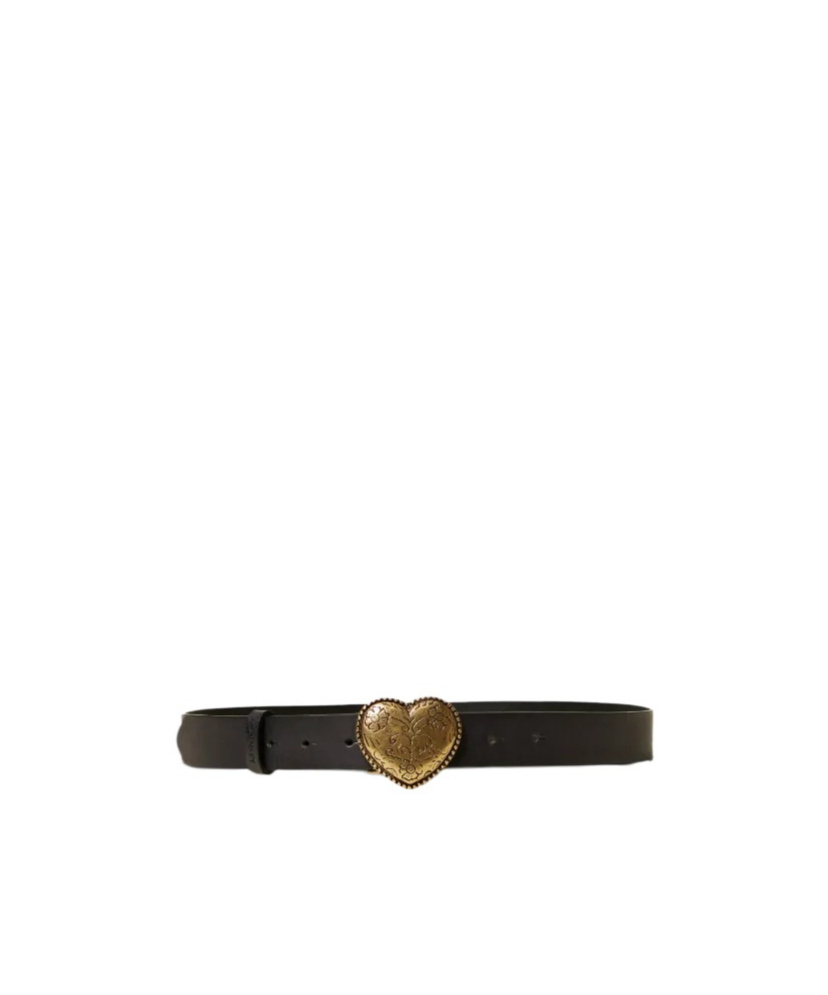 Twinset Heart-buckle Leather Belt In Black