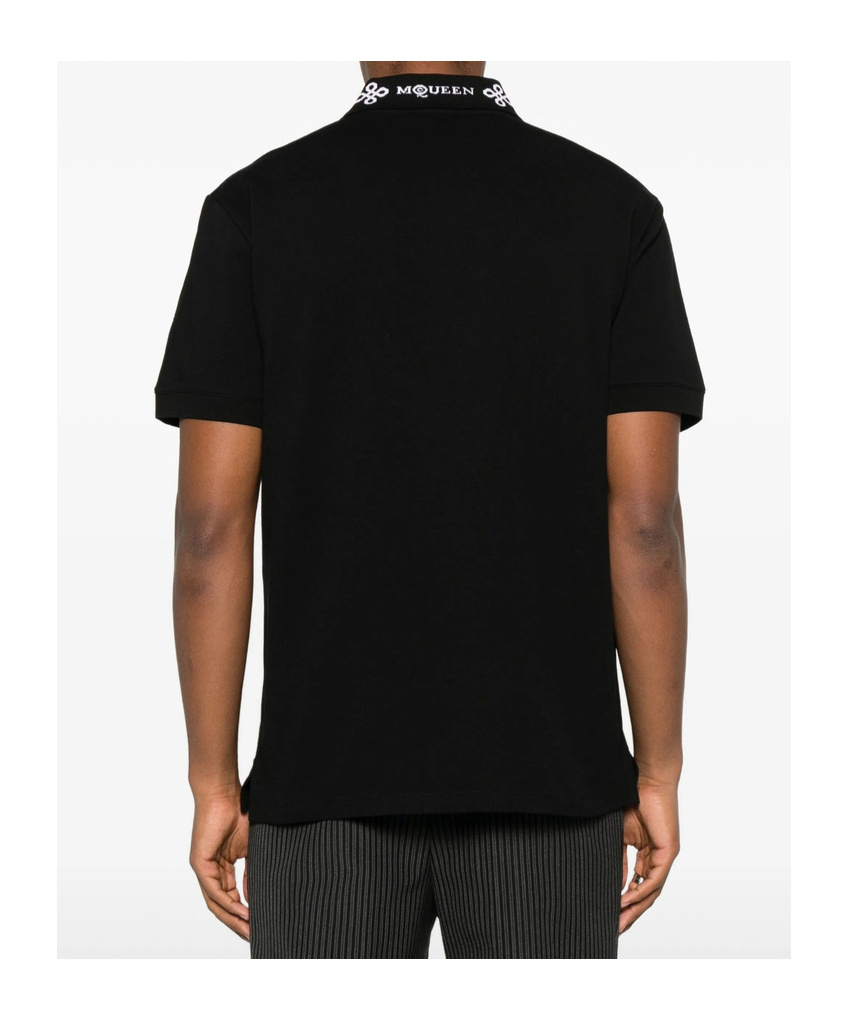 Alexander Mcqueen Polo Shirt With Short Sleeves And Collar In Black