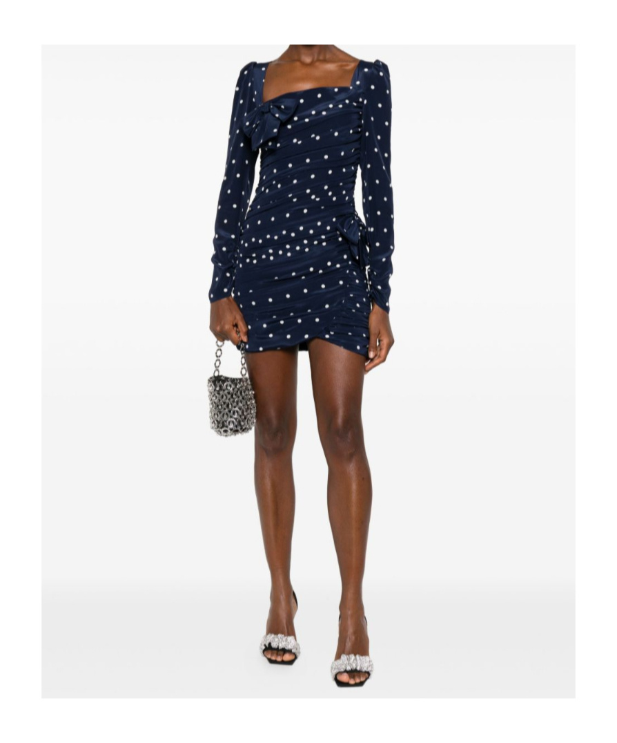 Alessandra Rich Polka-dot Bow Mini Dress In Blue