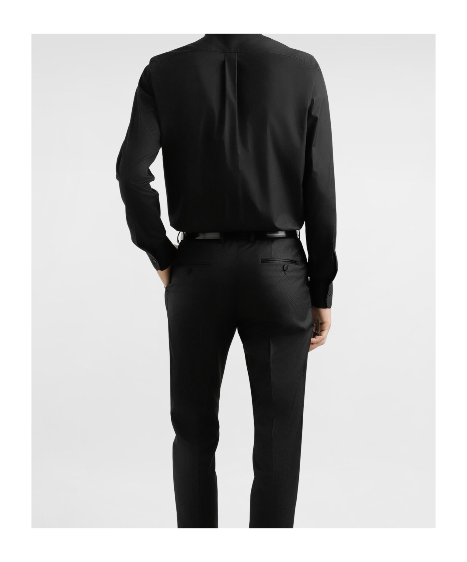 Dolce & Gabbana Cotton Tuxedo Shirt With Heraldic Patch In Black