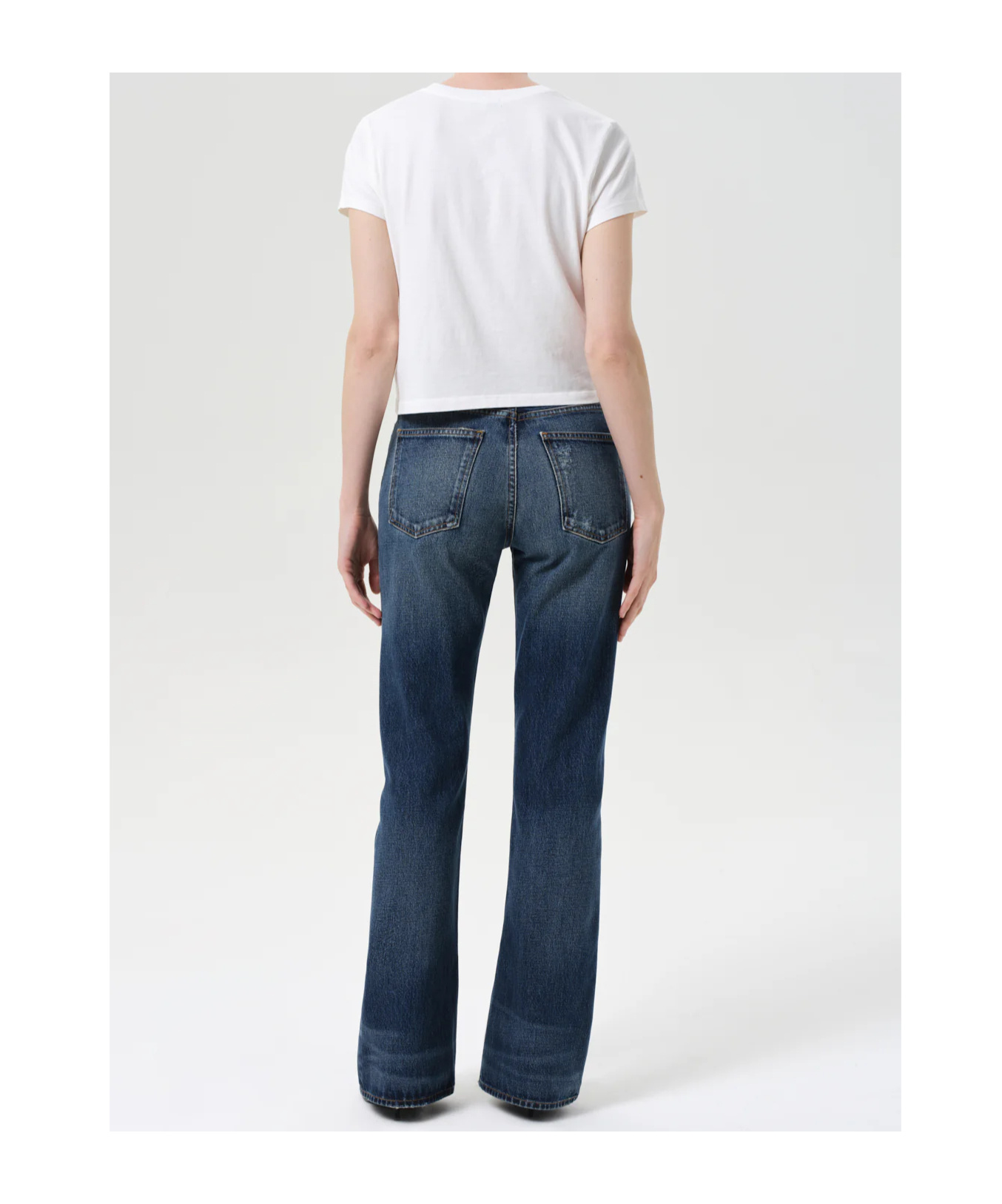 Agolde Denim Trousers With Belt Loops In Blue
