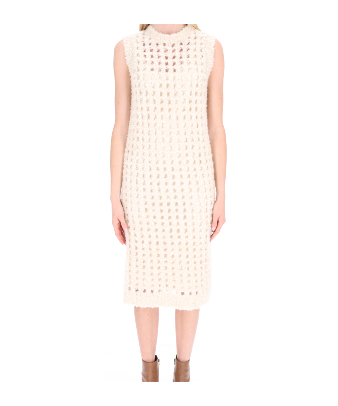 Peserico Open-knit Sleeveless Midi Dress In Multi