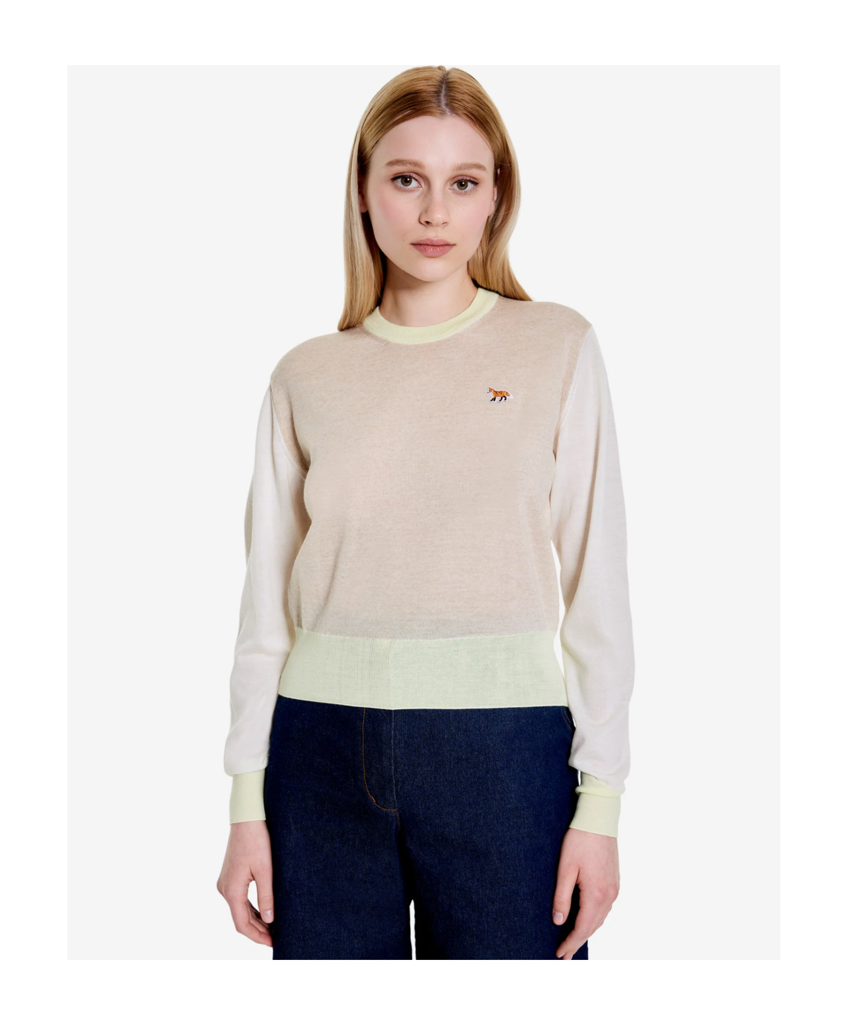 MAISON KITSUNÉ WOOL ROUND-NECK LONG-SLEEVE SWEATER