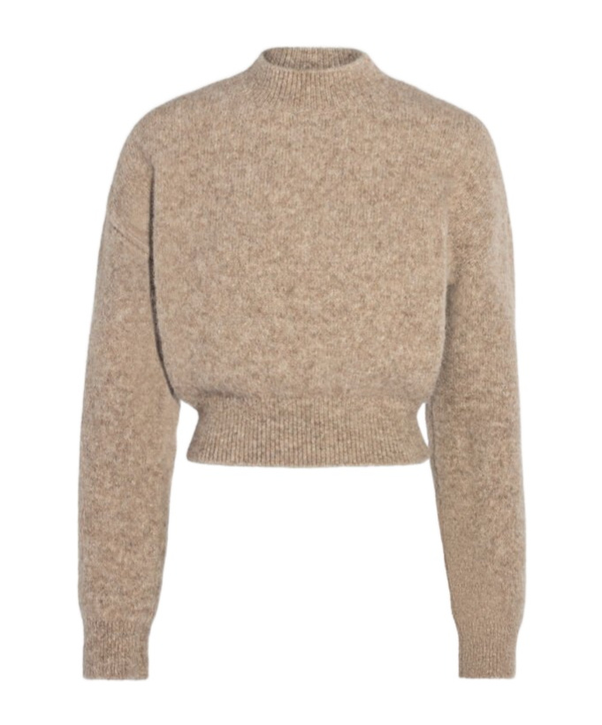 Shop Jacquemus Logo Intarsia Knit Jumper In Nude