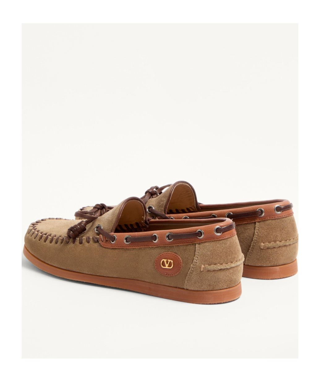 Valentino Palm Avenue Suede And Leather Loafers In Brown