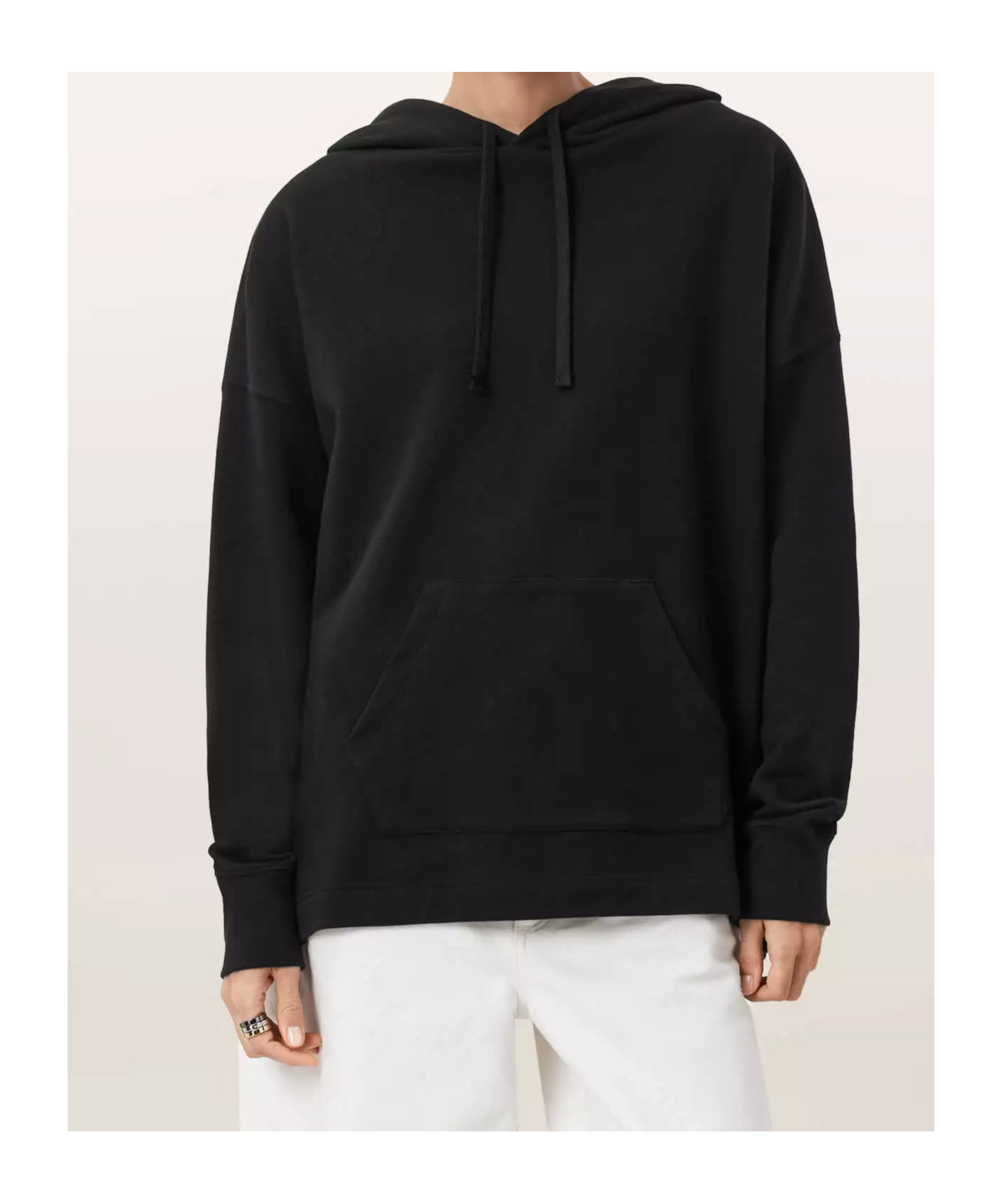 Allsaints Etti Drawstring Hoodie In Black