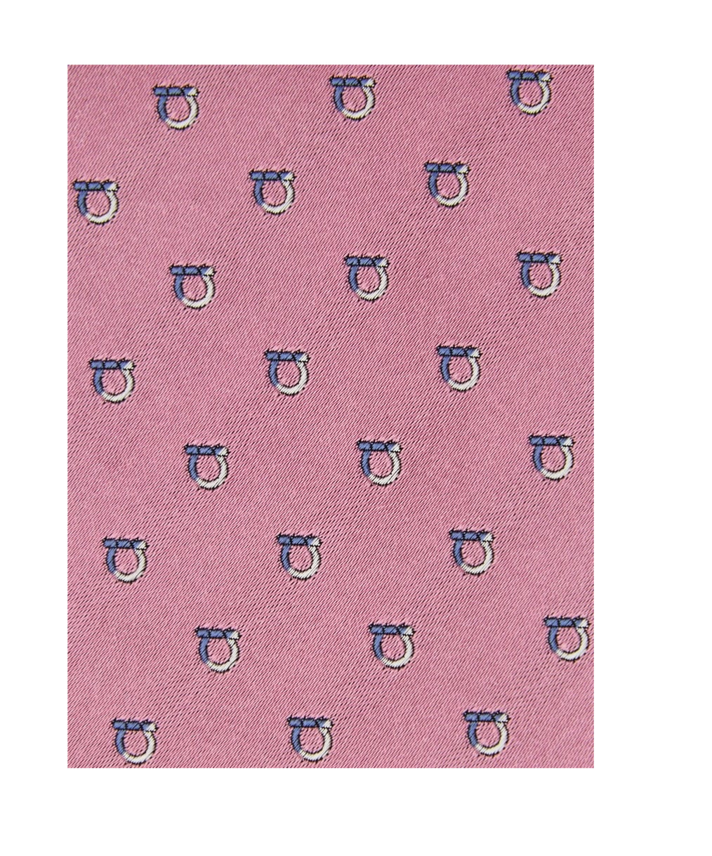 Ferragamo Two Tone Gancini Jacquard Tie In Pink