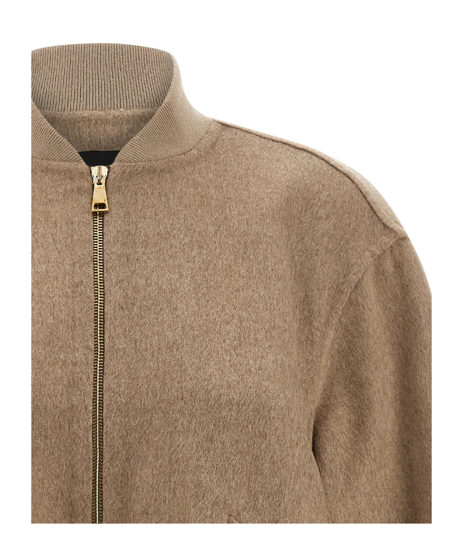 Fabiana Filippi Cashmere Bomber Jacket Puffer Jackets Beige In Brown