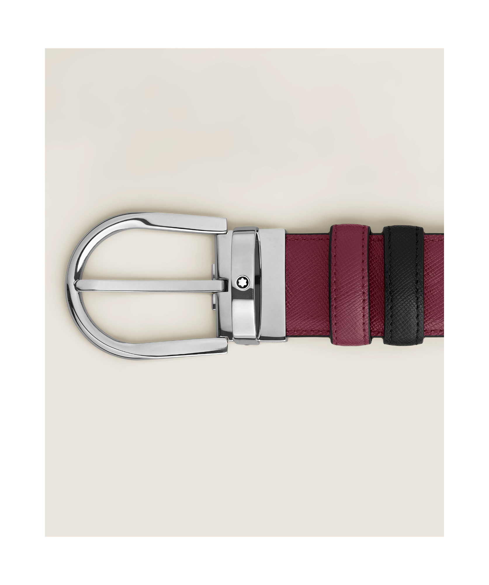 Montblanc Horseshoe Buckle Black/cassis 35mm Reversible Leather Belt