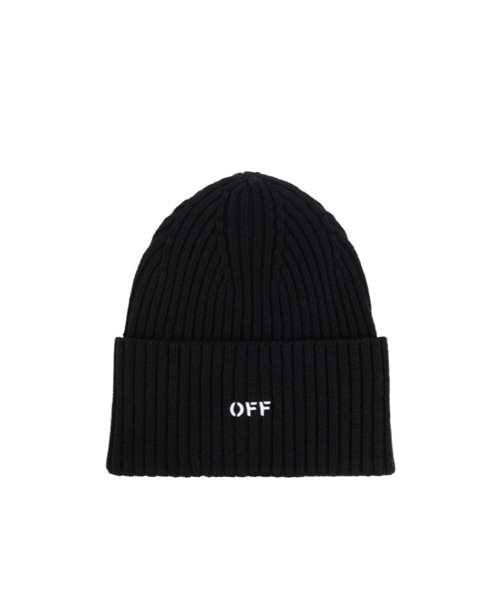Off-white Off Stamp Wool Beanie In Black
