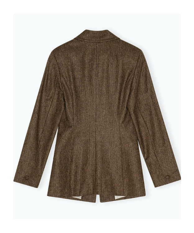 Remain Birger Christensen Herringbone Wool Suit Coat In Green