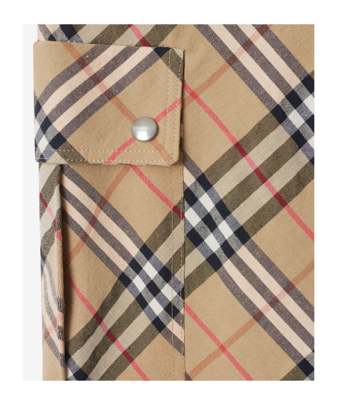 Burberry Beige Cargo Pants With Vintage Check Motif In Linen And Cotton Blend Man In Nude