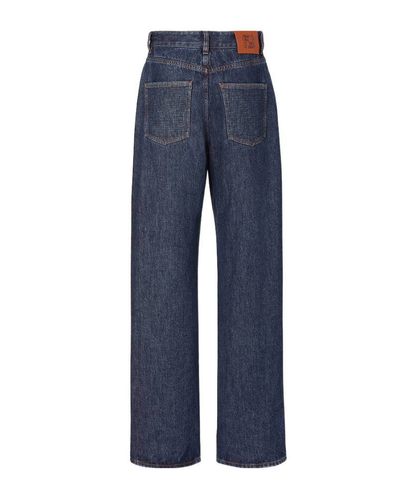 Fendi Textured Denim Jeans In Blue