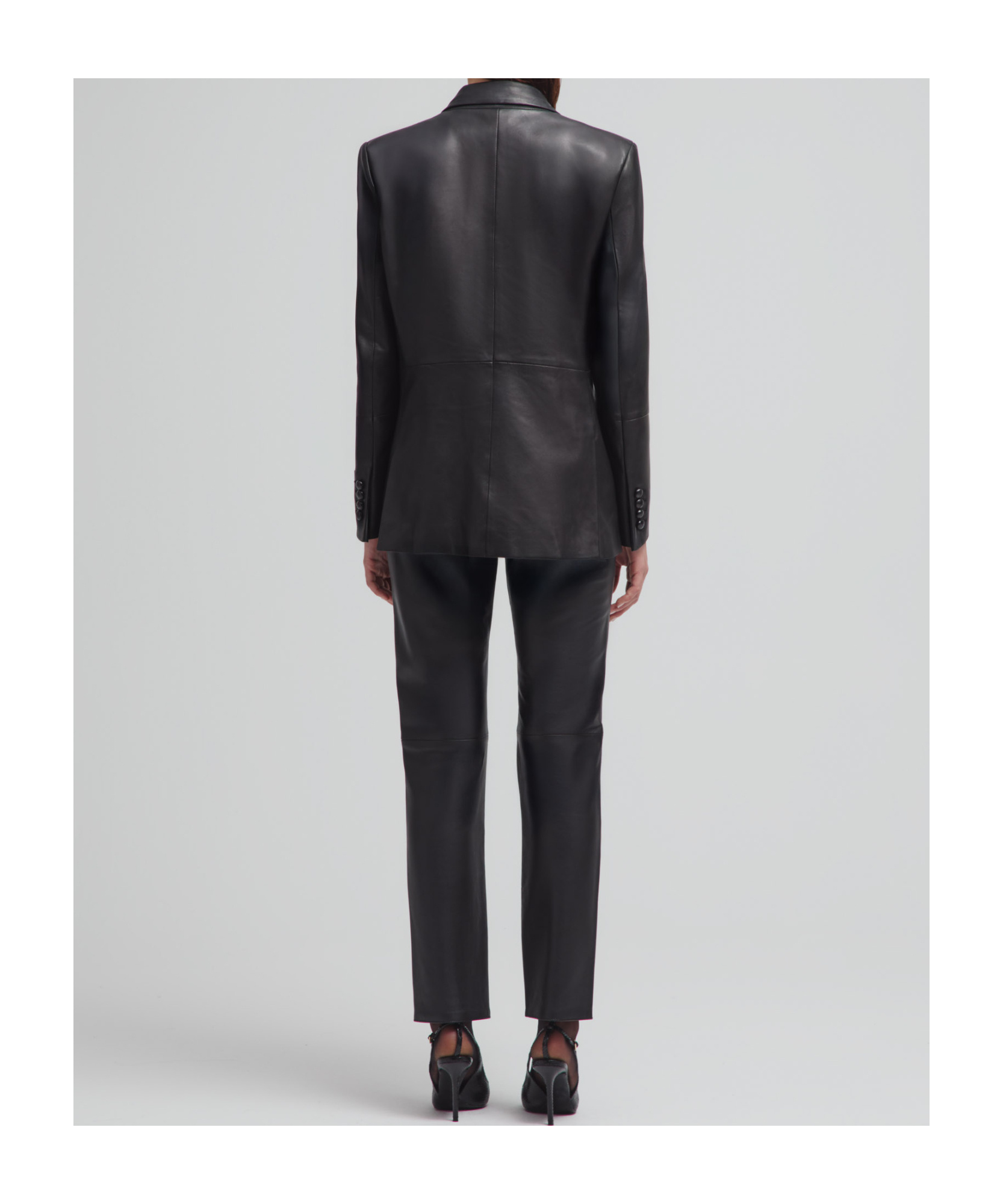 Blazé Milano Double-breasted Oversize Black Leather Blazer In Black