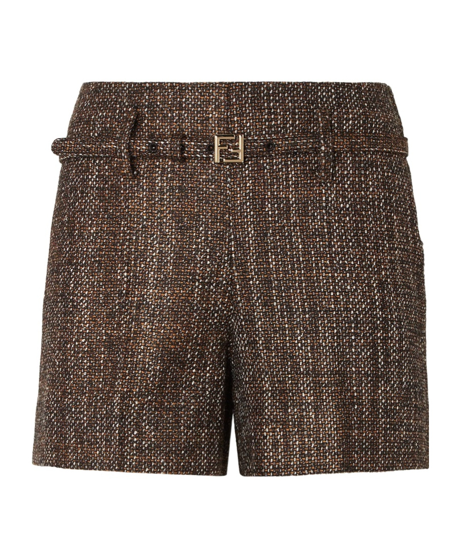 Fendi Women Alpaca And Wool Shorts In Brown