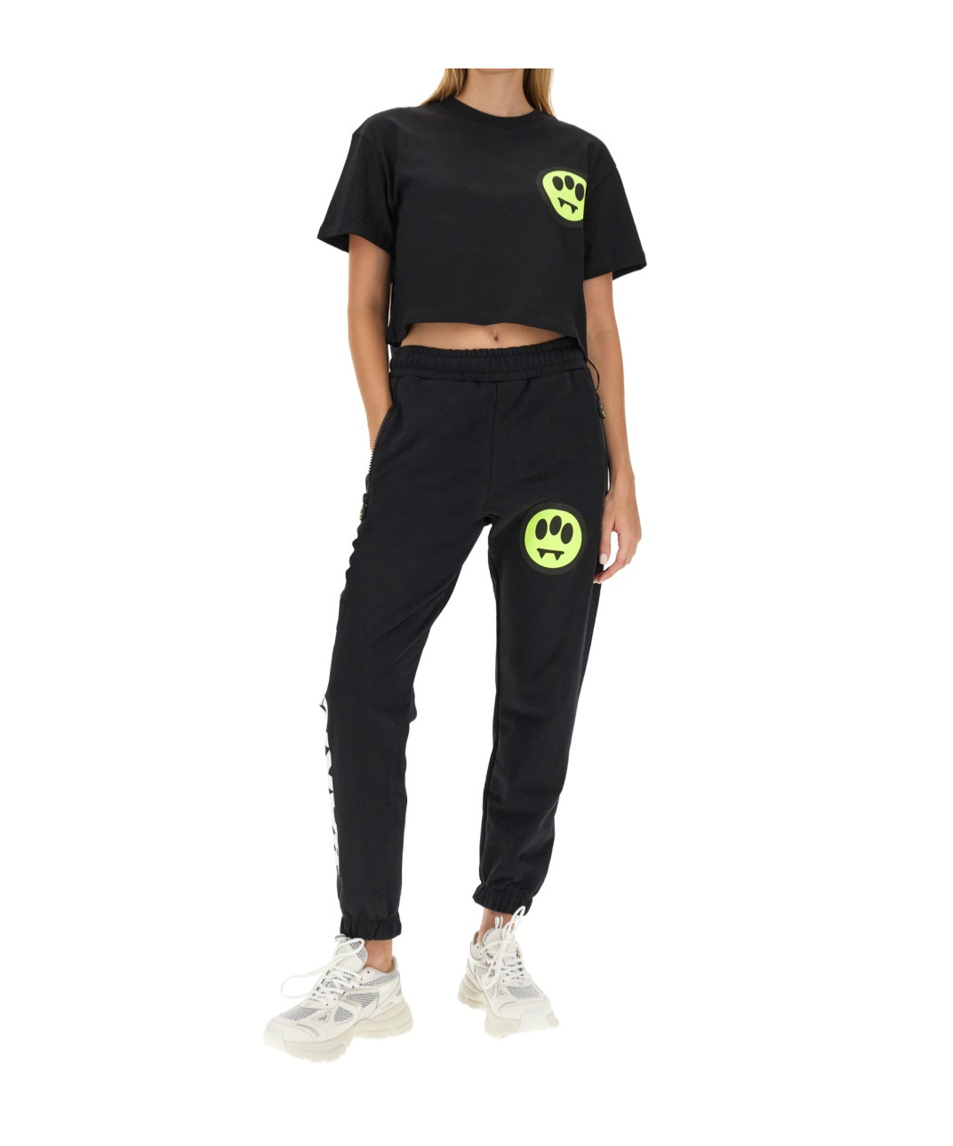 Barrow Logo-print Cotton Cropped T-shirt In Black