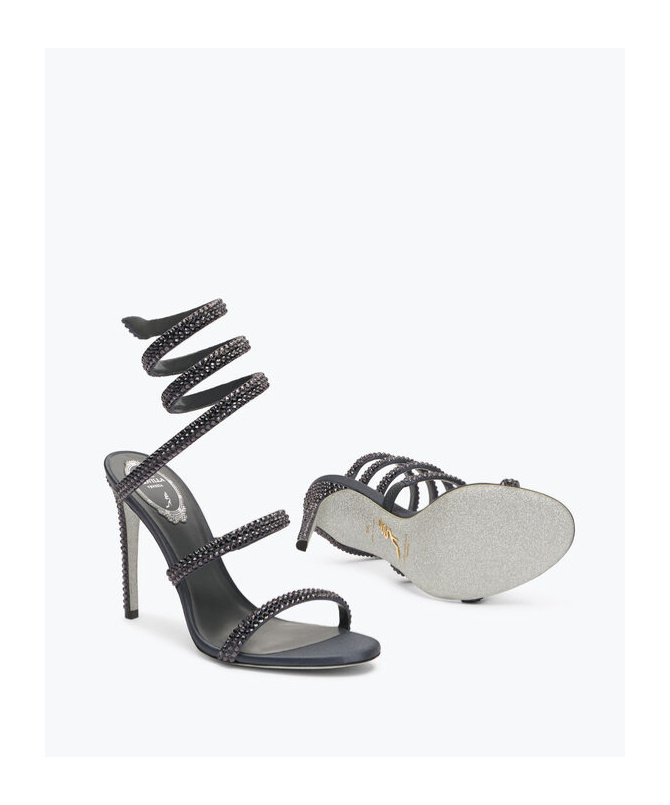 René Caovilla Crystal Embellished Leather Sandals In Black