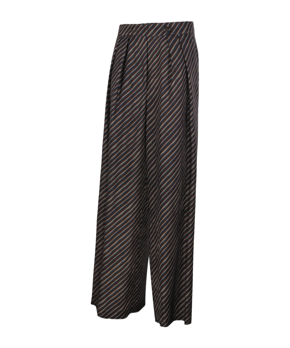 Dries Van Noten Striped Straight-leg Pants In Brown