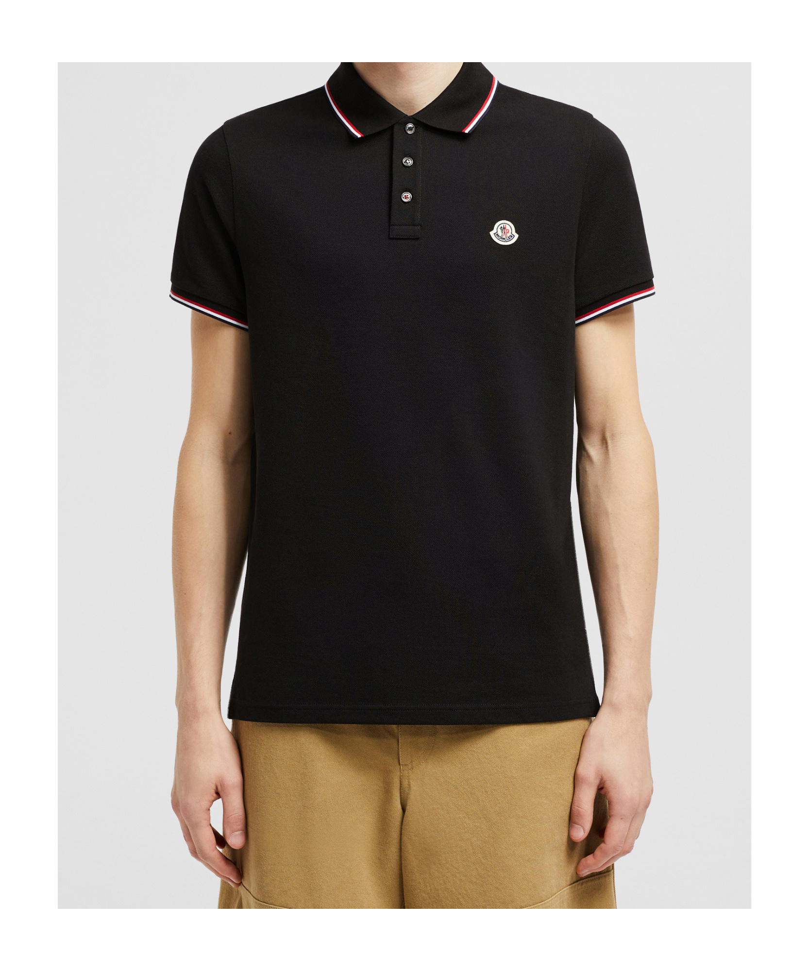 Moncler Cotton Polo Shirt With Logo In Black