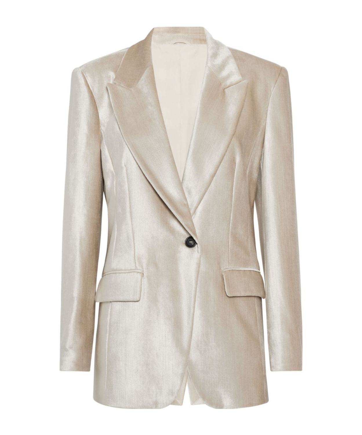 Brunello Cucinelli Pearlescent-finish Peak-lapel Blazer In Nude