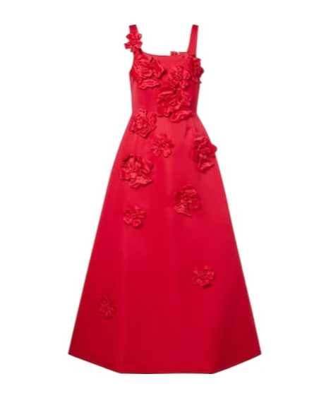 Leo Rianne Floral-appliqué Maxi Dress In Red