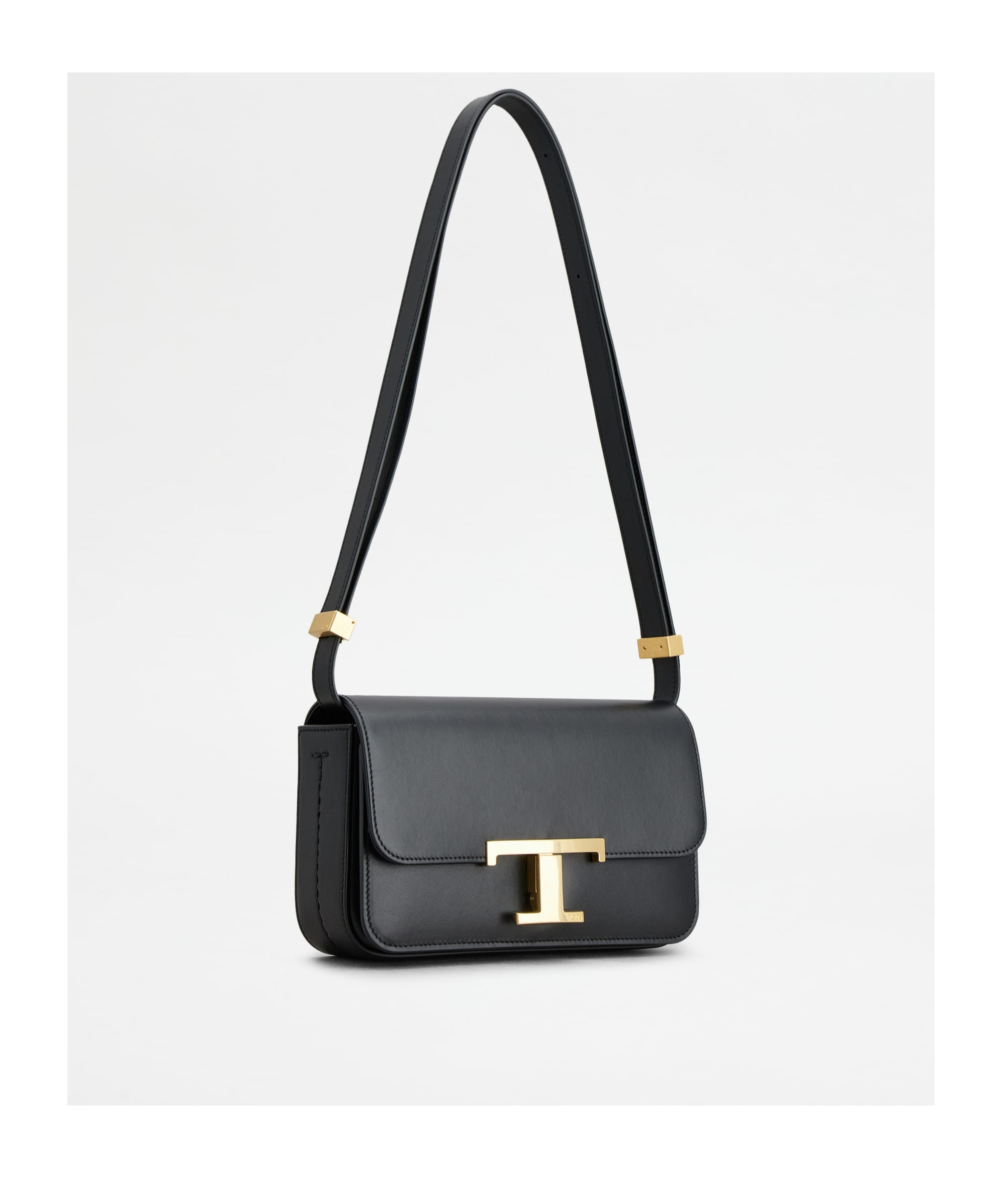 Tod's T Timeless Shoulder Bag In Micro Leather In Black