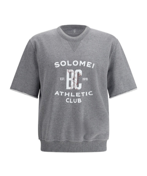 Brunello Cucinelli Versatile Short-sleeve Graphic Sweatshirt In Gray