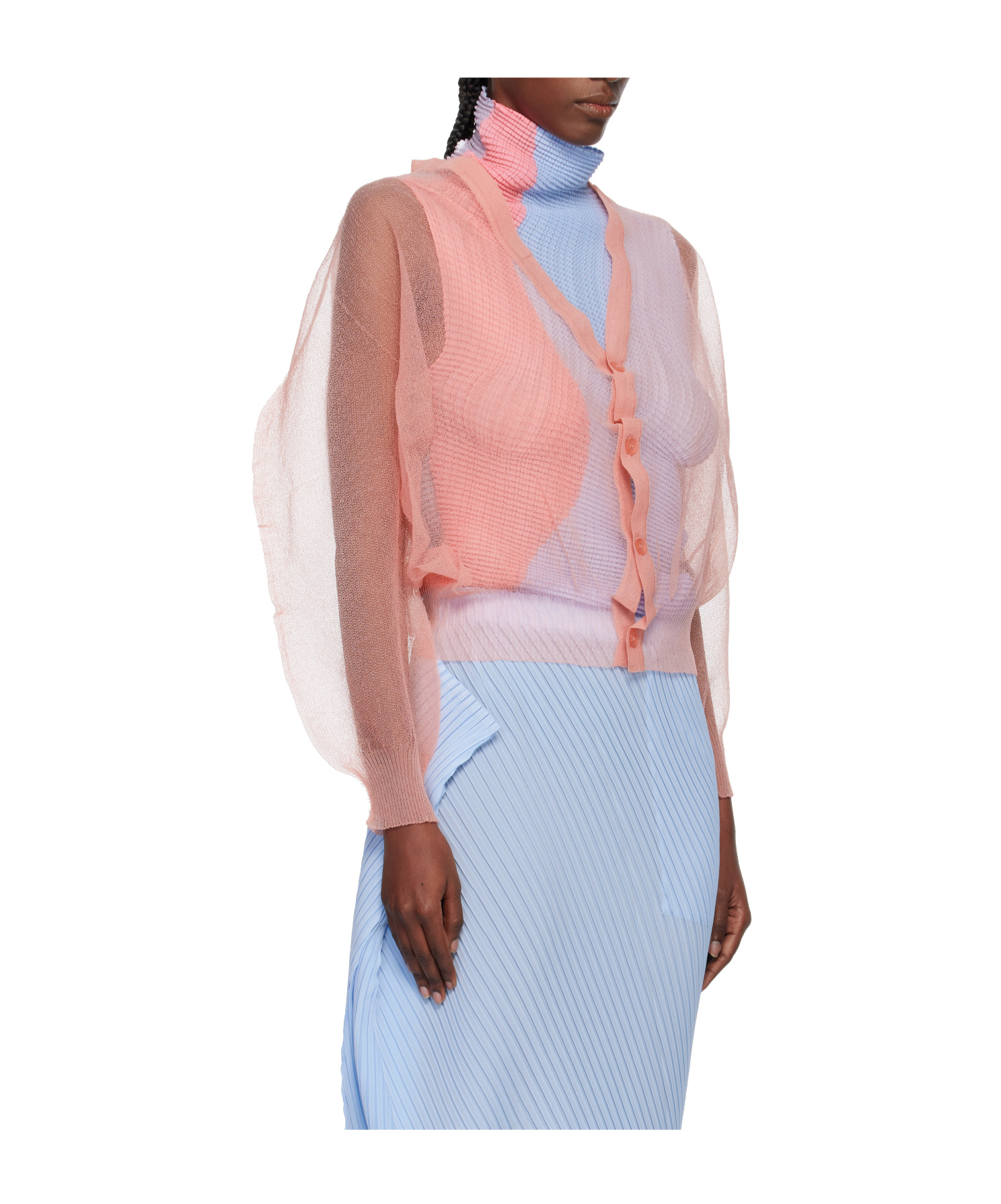 Issey Miyake Lightweight Knitted Nylon Cardigan In Orange