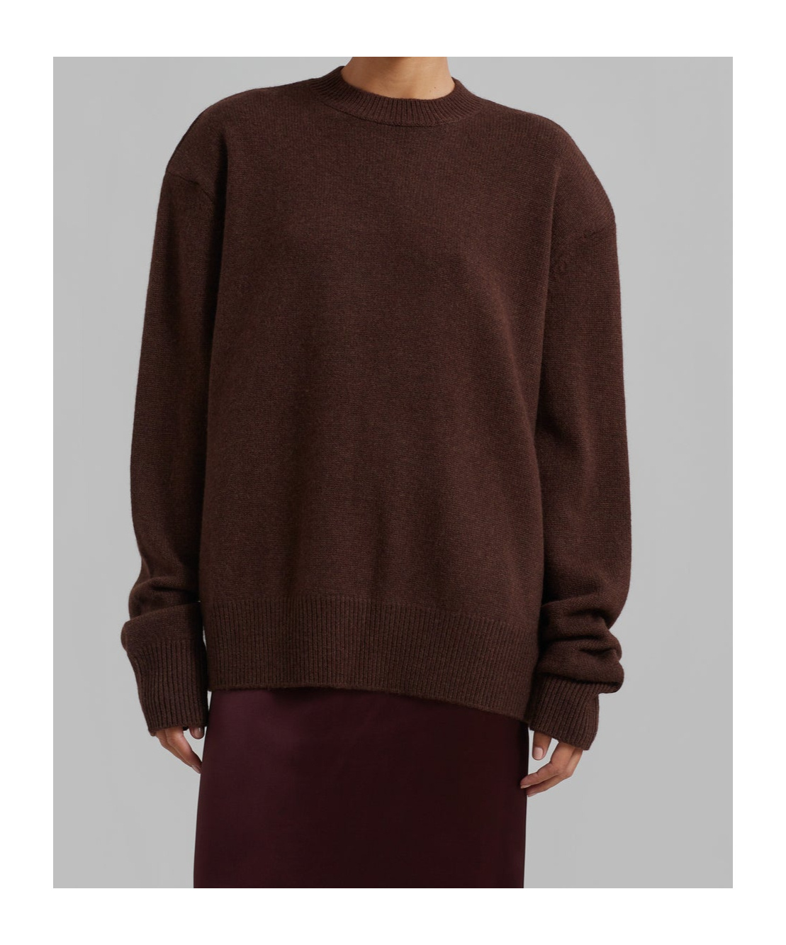 THE FRANKIE SHOP RAFAELA PADDED KNIT SWEATER - BROWN 