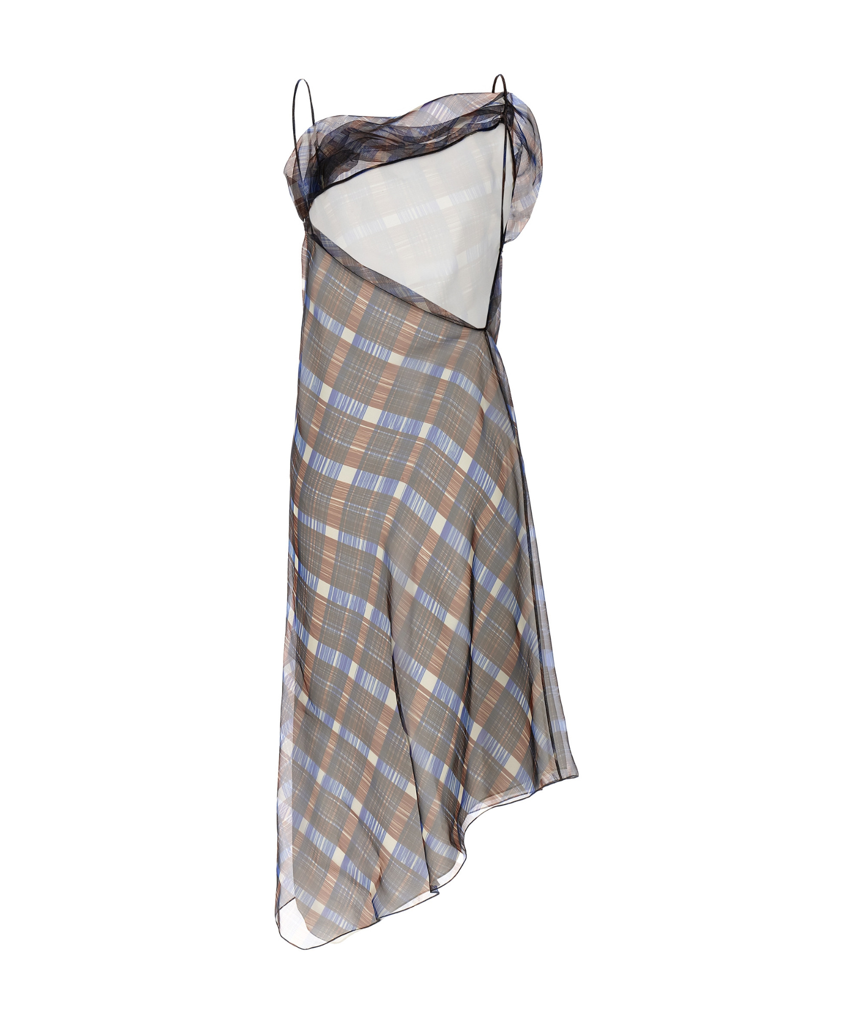 Ferragamo Multicolor Asymmetrical Dress In Gray