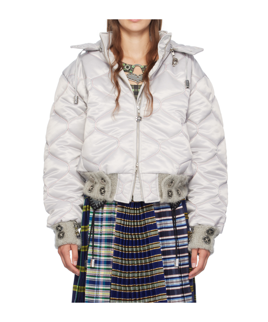 Chopova Lowena Silver Lovey Puffer Jacket In White