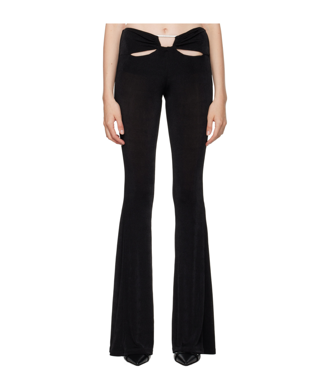 Misbhv Black Cutout Flared Trousers In Black