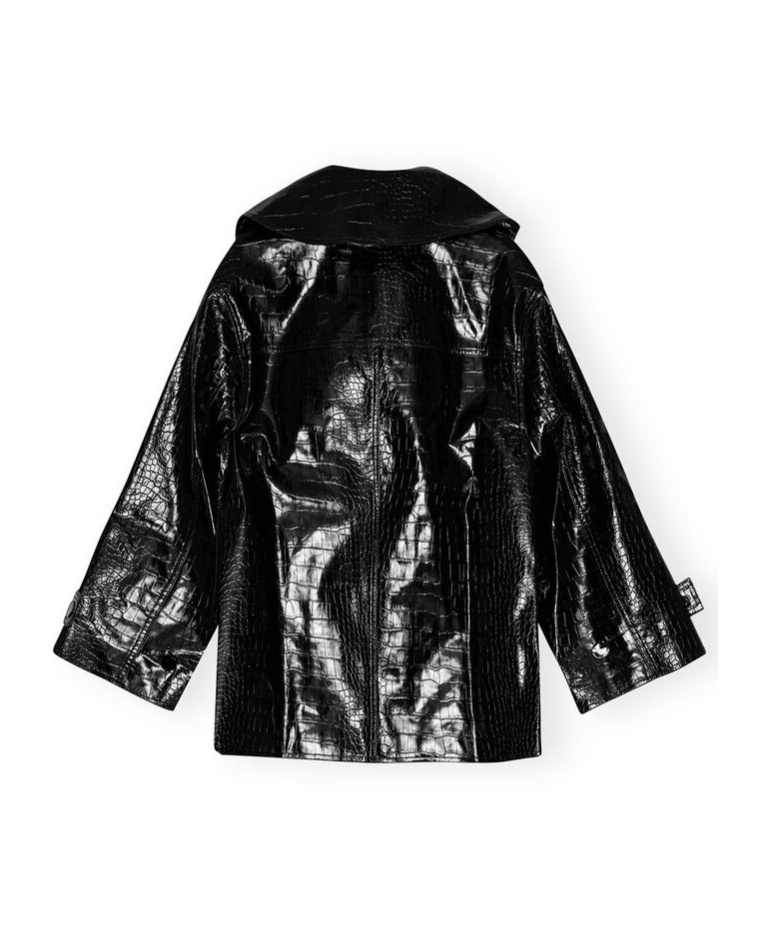 Ganni Future Coated Mid-length Jacket In Black