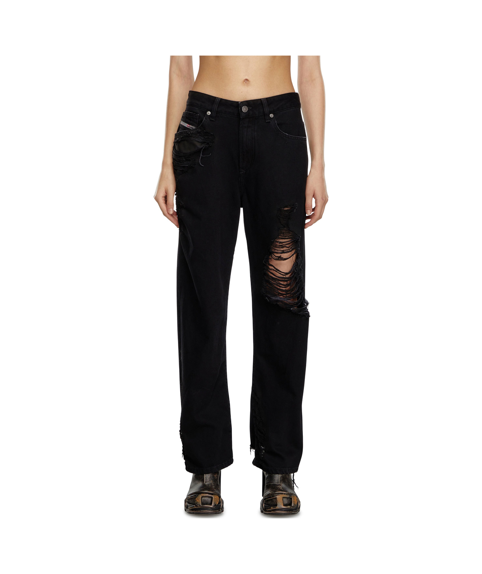 Diesel Straight Jeans In Black