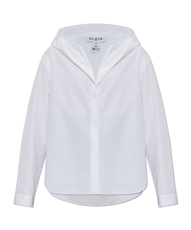 Alaïa Hooded Cotton-poplin Blouse In White