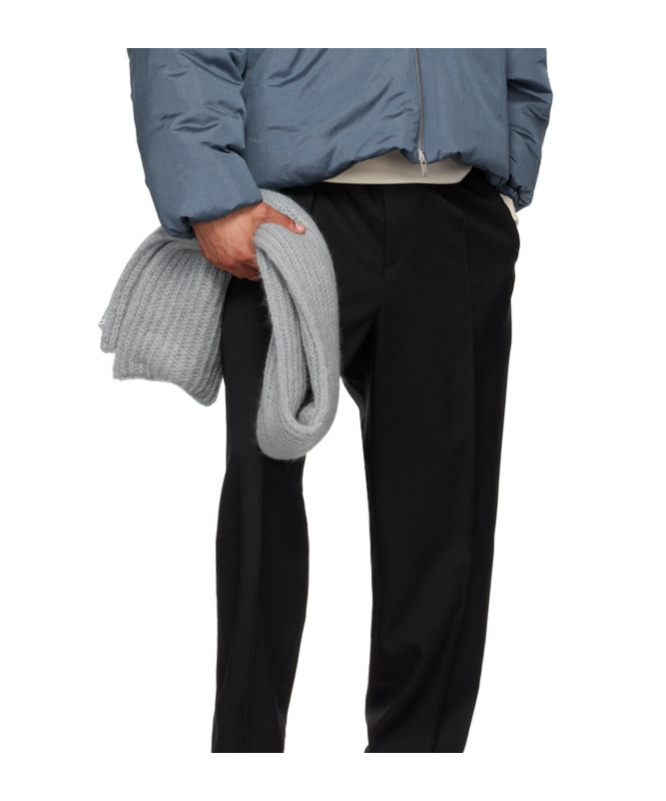 Jil Sander Rib Knitted Scarf In Gray
