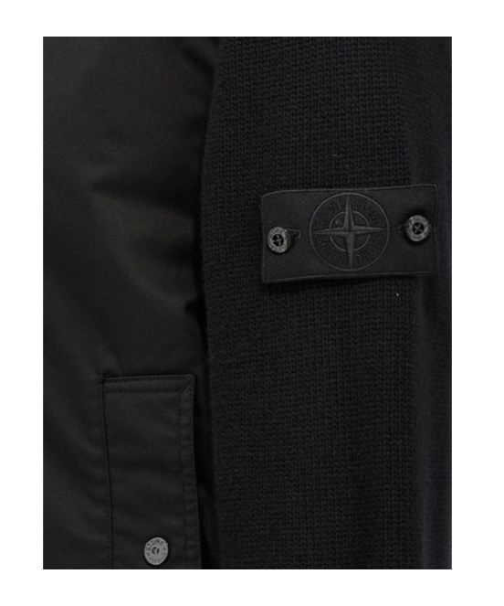 Stone Island Performance Twill Wool Bomber Jacket In Black