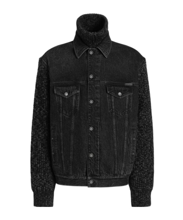 Dolce & Gabbana Tailored Denim And Wool Blend Jacket In Black