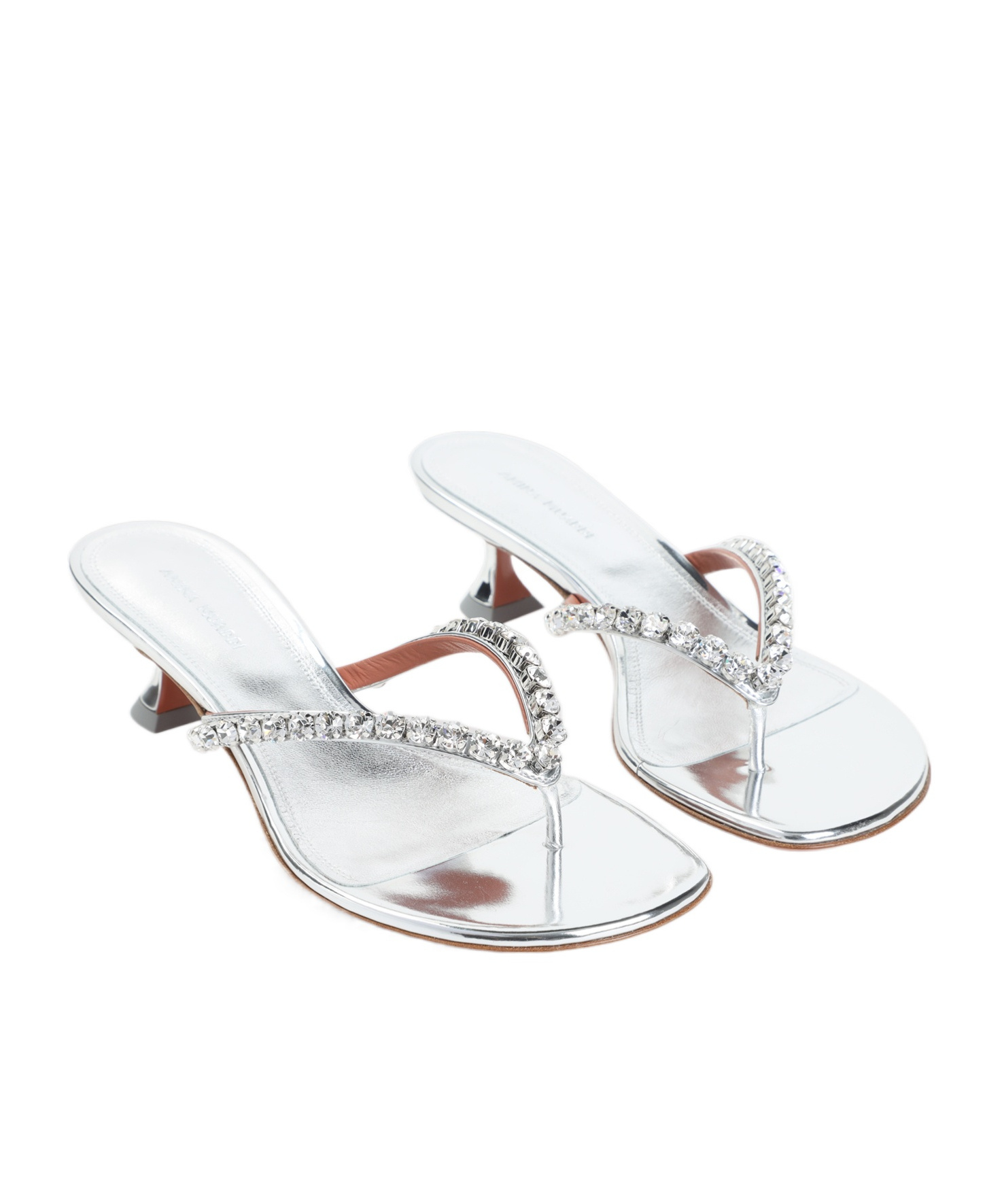 Amina Muaddi Leather Sandals With Crystal-embellished Straps