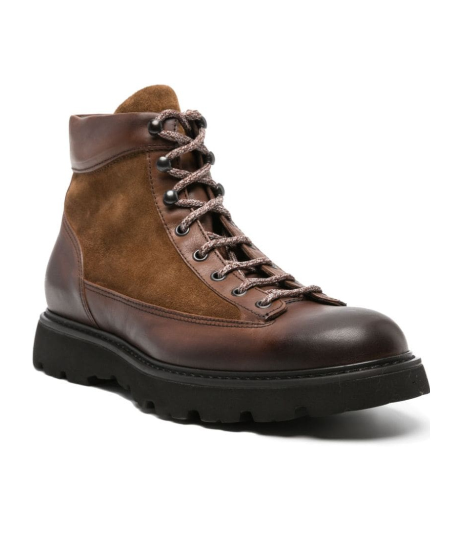 Doucal's Panelled Lace-up Ankle Boots In Black