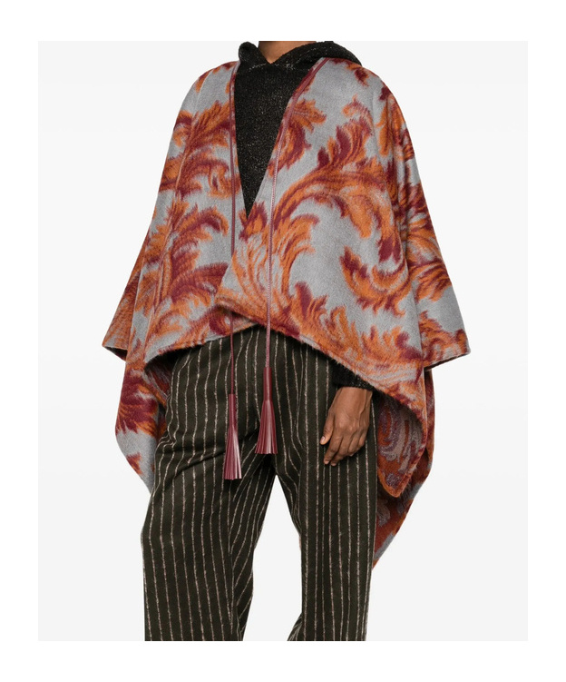 Etro Paisley-jacquard Brushed Wool-blend Cape In Multi
