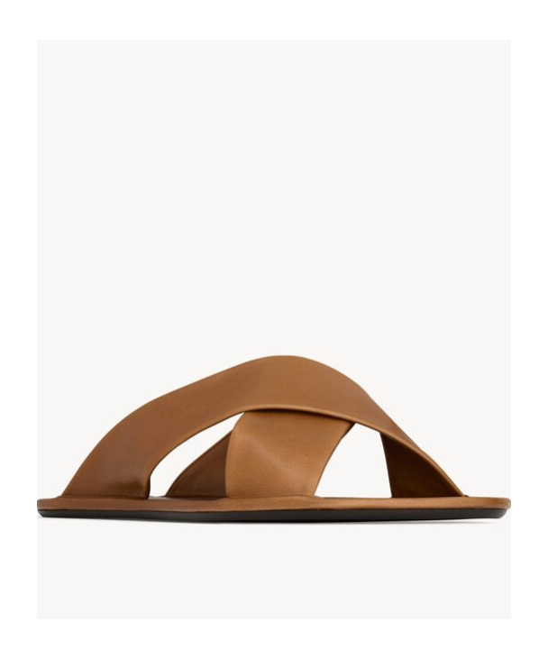SAINT LAURENT CARLYLE SLIDES IN SMOOTH LEATHER